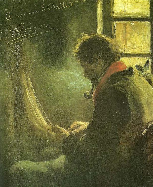 Peder Severin Kroyer en fransk fisker boder garn Norge oil painting art
